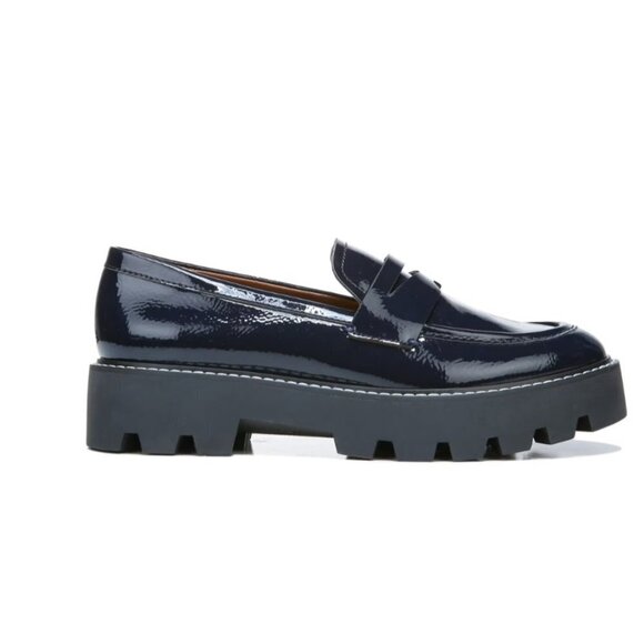 FRANCO SARTO Balin Lug Sole Loafers MIDNIGHT FAUX PATENT - Picture 9 of 10